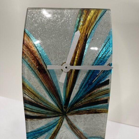 AngelStar Cozenza Collection Metallic White Blue Brown Desk Easel Clock-11.5" - Picture 4 of 7